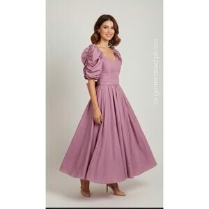 VTG 80s"What's Up By Carol" Taffeta Prom Formal Dress Puffy Sleeves Purple Chrty